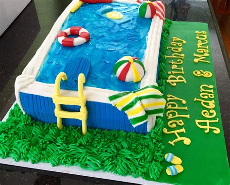 Pin By Erica Cosentino On Quinn S Pins Pool Party Cakes Swimming Pool Cake Pool Cake