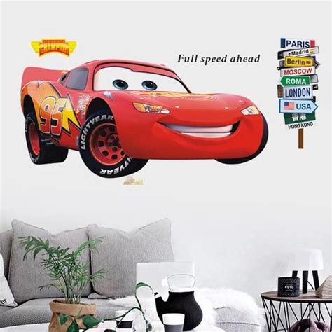 Disney Cars Lightning McQueen Wall Stickers | Lightning mcqueen, Removable wall stickers, Wall ...