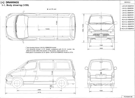 Dimensions of toyota hiace van