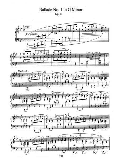 악보 F Chopin 쇼팽 Ballade No1 In G Minor 발라드 1번