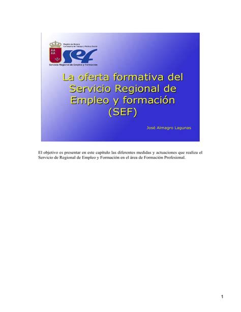 La Oferta Formativa Del Servicio Regional De Empleo