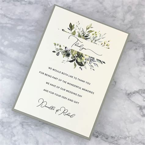 Bryony Greenery Thank You Card Pure Invitation Wedding Invites