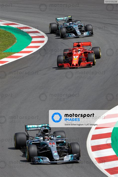 Lewis Hamilton Mercedes AMG F1 W09 Leads Sebastian Vettel Ferrari