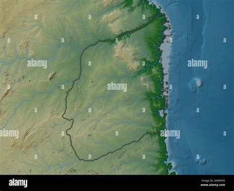 Cabo Delgado Province Of Mozambique Colored Elevation Map With Lakes