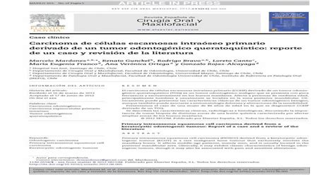 Pdf Carcinoma De Células Escamosas Intraóseo Primario Derivado De Un Tumor Odontogénico