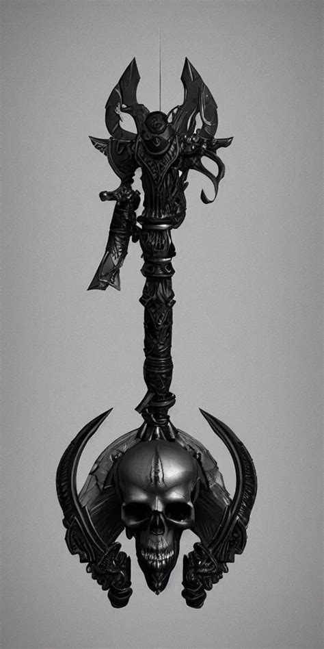 A Black And Silver Sword Skull Crest Ornament Stable Diffusion