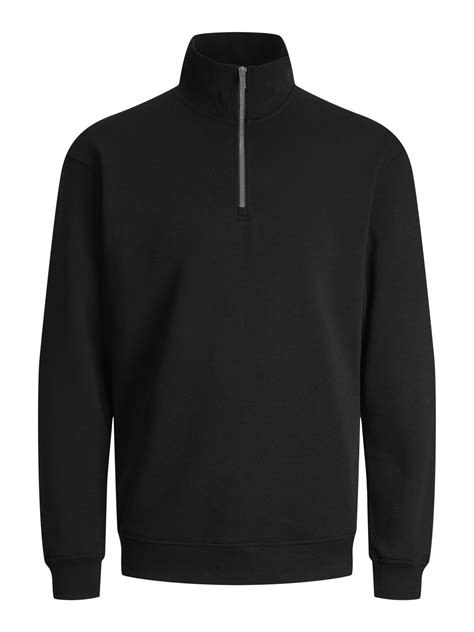 Effen Sweatshirt Met Halve Rits Zwart Jack And Jones®