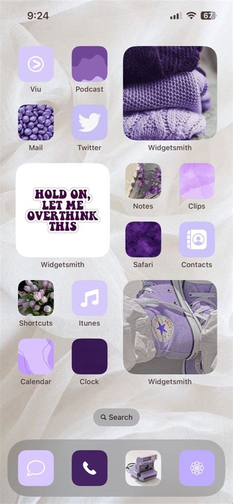 The Screen Is Displaying Several Different Items In Purple And White