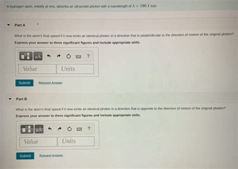 Solved A Hydrogen Atom Initially At Rest Absorbs An Chegg