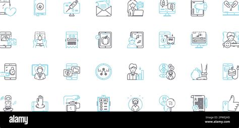 Social Engagement Linear Icons Set Connection Community Interaction