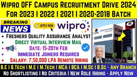 Wipro Biggest Off Campus Recruitment Drive For