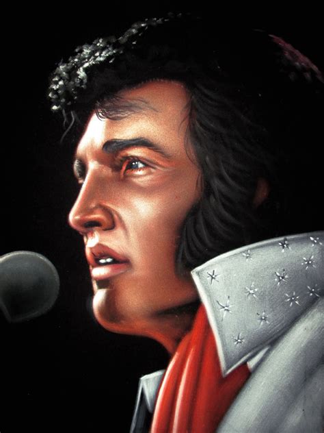 Elvis Presley Portrait , Original Oil Painting on Black Velvet by Alfr ...