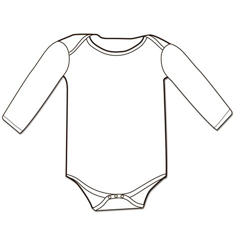 White Baby Onesie Clip Art Sketch Coloring Page