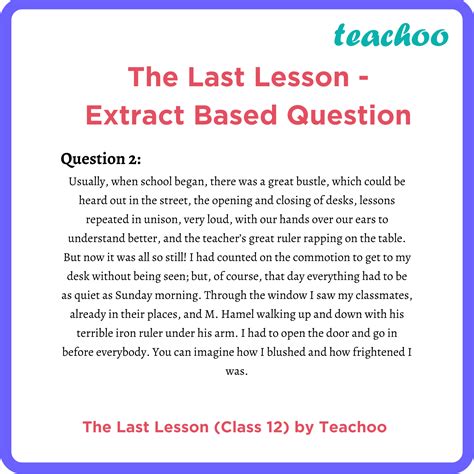 The Last Lesson Extract Based Question Flamingo English Class 12