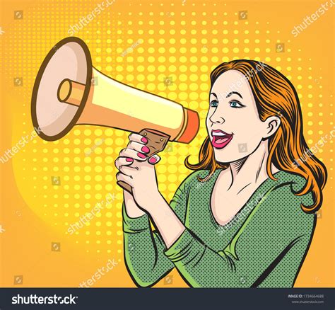 Woman Speaking Megaphone Pop Art Retro Stock Vector Royalty Free