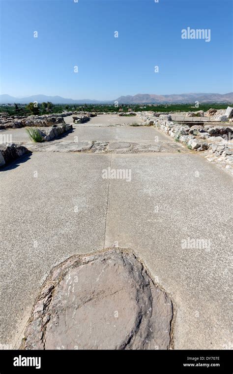 Front View Royal Palace Megaron Or Great Hall Tiryns Peloponnese Greece