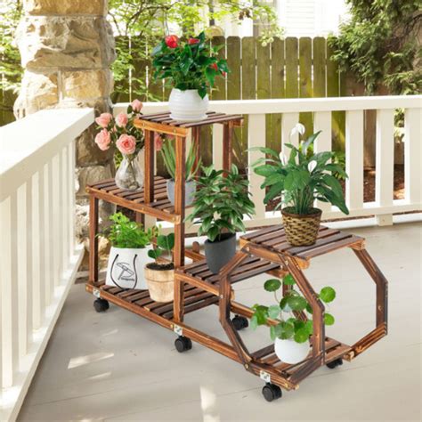 Arlmont Co Aamna Rectangular Multi Tiered Solid Wood Plant Stand