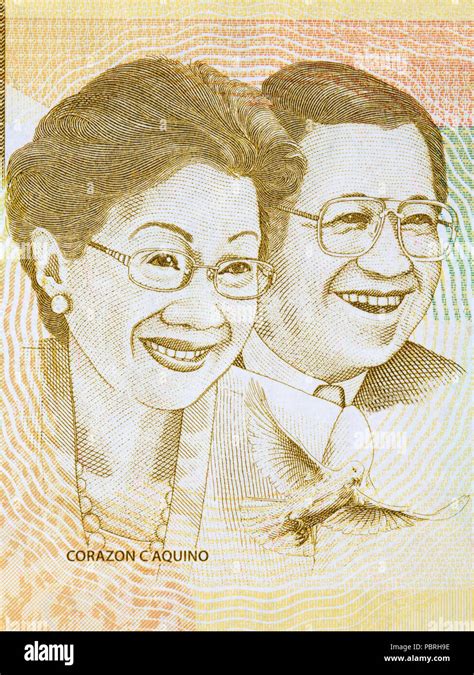 Corazon C. Aquino, Benigno Simeon "Ninoy" Aquino, Jr portrait from Philippine peso Stock Photo ...