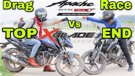 Honda XBlade 160 4v ABS VS RTR Apache 160 4V ABS Drag Race Top And End