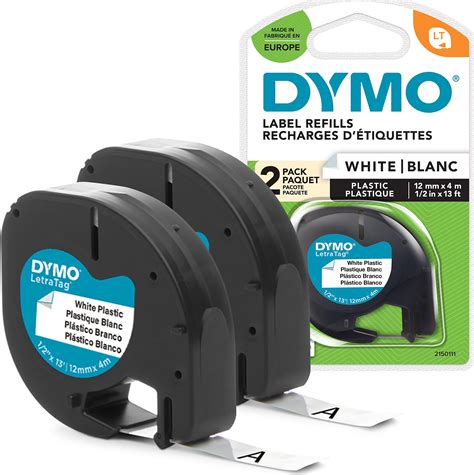 Ruban Dymo Pour Etiqueteuses LetraTag 12 Mm X 4 M Noir Sur Fond