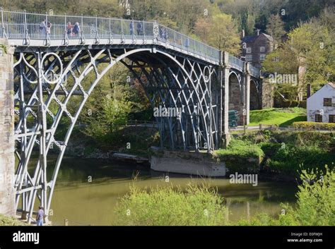 View Of The Famous Iron Bridge At Ironbridge Shropshire Uk Stock