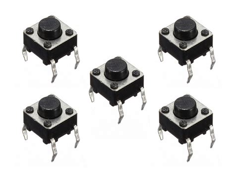 Pack 5 Boton Pulsador Tecla Tact Switch 6mm X 6mm Nubbeo