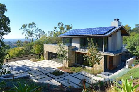 Premium Photo Sustainable And New Eco Friendly House With Solar Panels On The Roof Under A