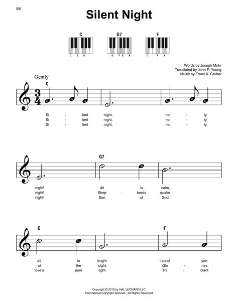 Silent Night By Franz X Gruber Sheet Music For Super Easy Piano At Sheet Music Direct