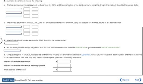 Solved Bond Premium Entries For Bonds Payable Transactions