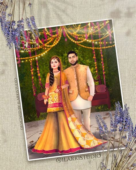 Mehndi Couple Standing In A Beautiful Setting