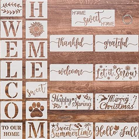 Amazon 25PCS Reusable Template For Painting Wood Large Welcome