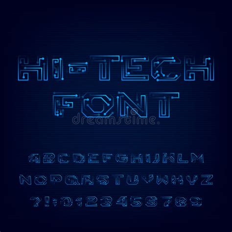 Hi Tech Font Alphabet Digital High Tech Style Letters And Numbers