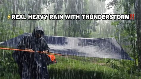 Not Solo Camping In Real Heavy Rain With Thunderstormcamping In