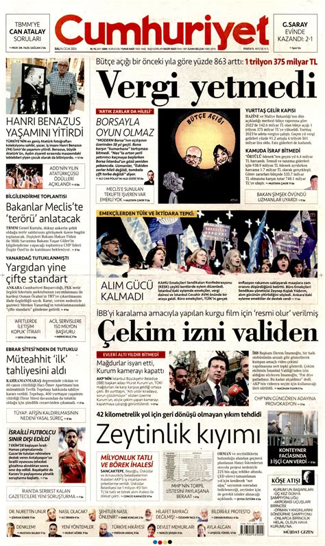 Cumhuriyet Gazetesi Cumhuriyet Man Et Oku Haberler Ocak