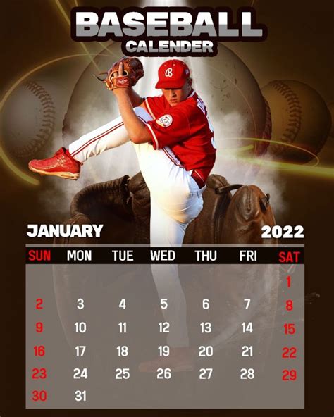 Baseball Calendar Template Photography