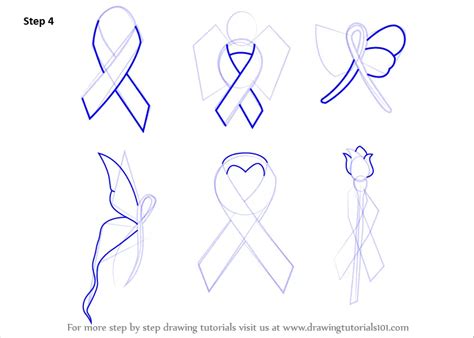 Learn How To Draw Cancer Ribbons Everyday Objects Step By Step