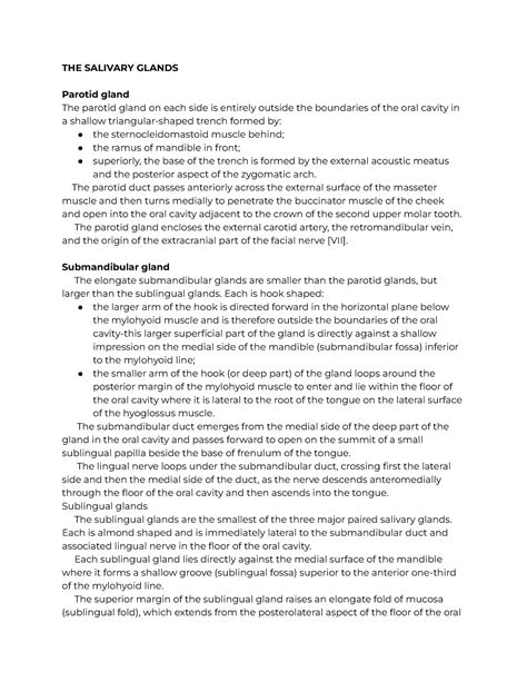 Salivary Glands Lecture Notes The Salivary Glands Parotid Gland