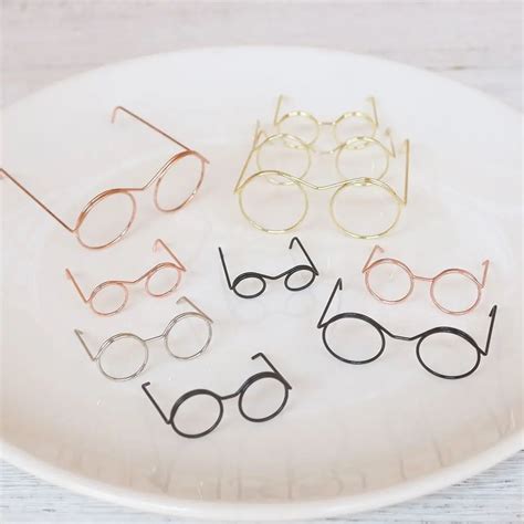 5pcs 3 4cm Fashion Round Frame Lensless Retro Cool Doll Glasses For Diy Doll Eyewear Accessories