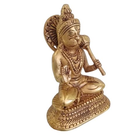 Golden Gold Plated Brass Hanuman Ji Statue For Worship Size X