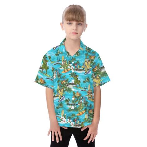 Cute Dinosaur Surfing Aloha Shirt For Kids Vinco Hawaiian Shirts