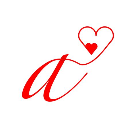 A letter script heart line. from the heart. Letter A handwriting logo ...