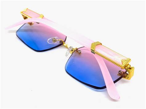 Klassisch Elegant Sophisticated Retro Sonnenbrille Randlos Goldrahmen