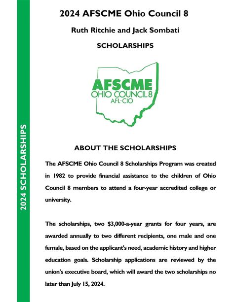 2024 Afscme Ruth Ritchie And Jack Sombati Scholarships Afscme Union Hall