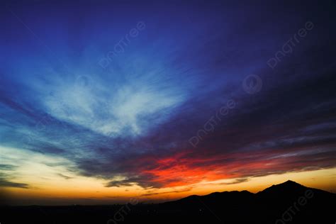 Fotografi Matahari Terbenam Senja Langit Biru Hd Latar Belakang