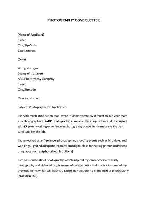 Photographer Cover Letter Examples Writing Tips