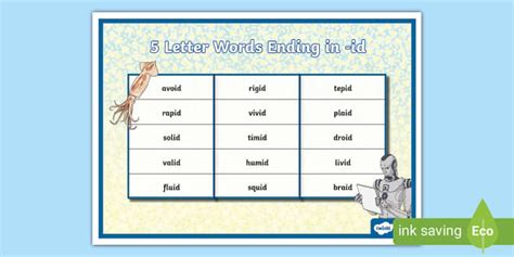 5 Letter Words Ending In Id Word Mat Profesor Hizo