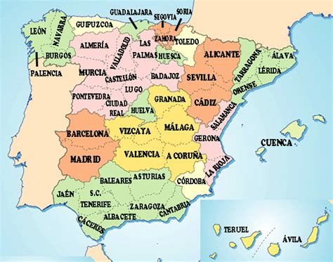 Mapa De España Con Sus Provincias Mapa De España