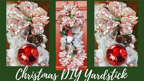 Easy Christmas Gnome Yardstick Door Swag Centerpiece Or Garland Diy