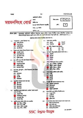 SSC Bangla 2nd MCQ Exam Question Solution 2024 Pdf