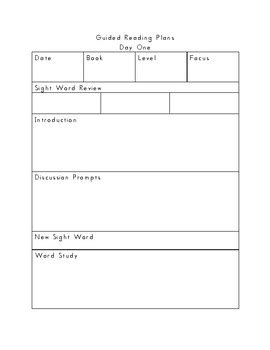 Guided Reading Lesson Plan Template By Alicia Shackleford Tpt